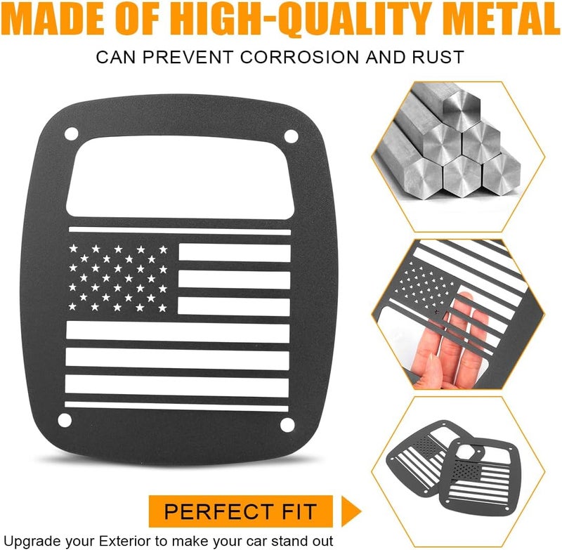 GLOBLED Tail Light Guards Covers Compatible with Jeep Wrangler TJ YJ 1987-2006, US Flag Pattern Exterior Accessories Rear Tail Light Guards Covers Protectors - Image 3